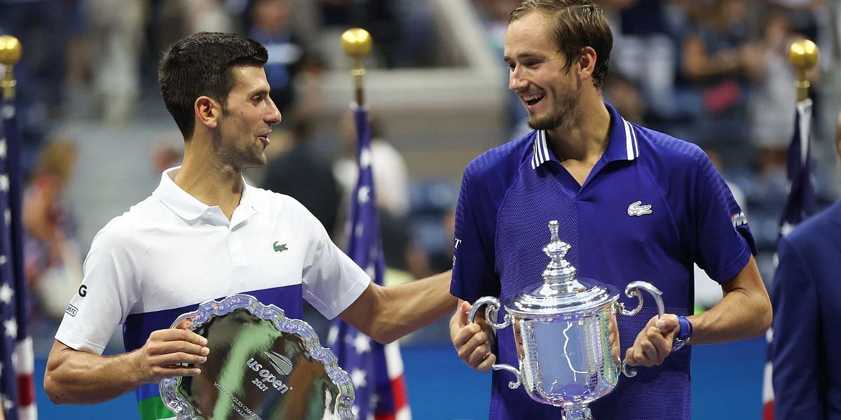 Novak Djokovic and Daniil Medvedev at the 2021 US Open